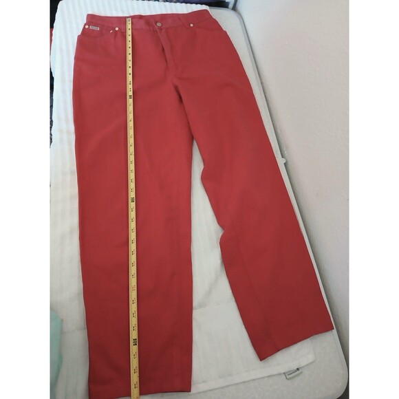 Escada Womens Denim Red Pants Size 44 /12 USA Straight Leg High Rise Luxury - Picture 8 of 16